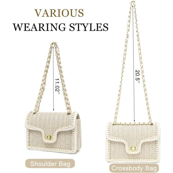Straw Crossbody Bag Women Pearl Summer Beach Purse Elegant Boho Woven